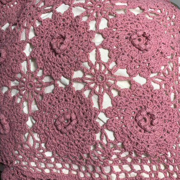 Set Of 2 Crochet Pillow Shams Scalloped Trim Standard Size Pillows 100% Cotton - Picture 2 of 4